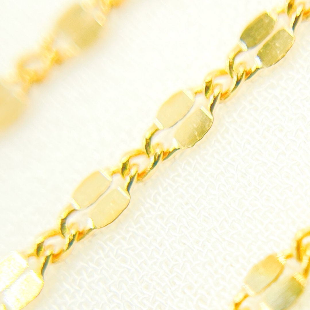 1FT 4x2mm, 14k Gold Filled Flat Marina Link Chain, Yellow