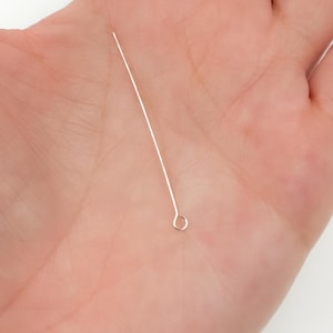 Ösenkopfstifte aus Sterlingsilber, 1,5 Zoll, 24 Gauge, Schmuckherstellung, 10 Stück. 320D1.50