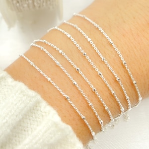 1FT 1.4mm cube 925 silver Chain by Foot, Unfinished cable necklace chain bulk, silver bead satellite chain, dainty station chain. Z36SS