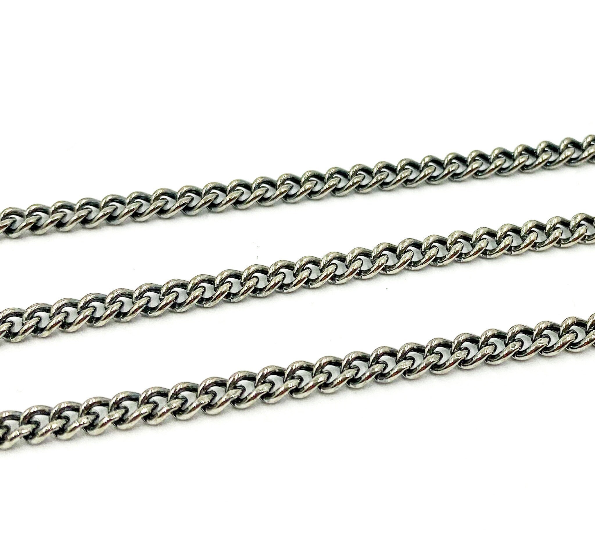 Stainless Steel Chain Bulk Wholesale by Yard Length Meter Silver Gold Curb  Chain 1.5mm 2mm 3mm Curb Link Chains for Necklace Jewelry Making 