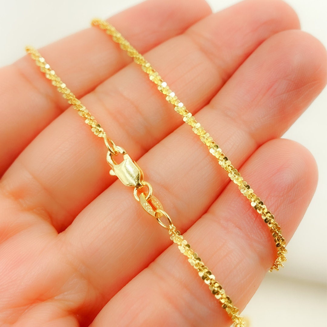 14K Solid Gold Margarita Sparkle Twisted Chain Necklace — Diamond