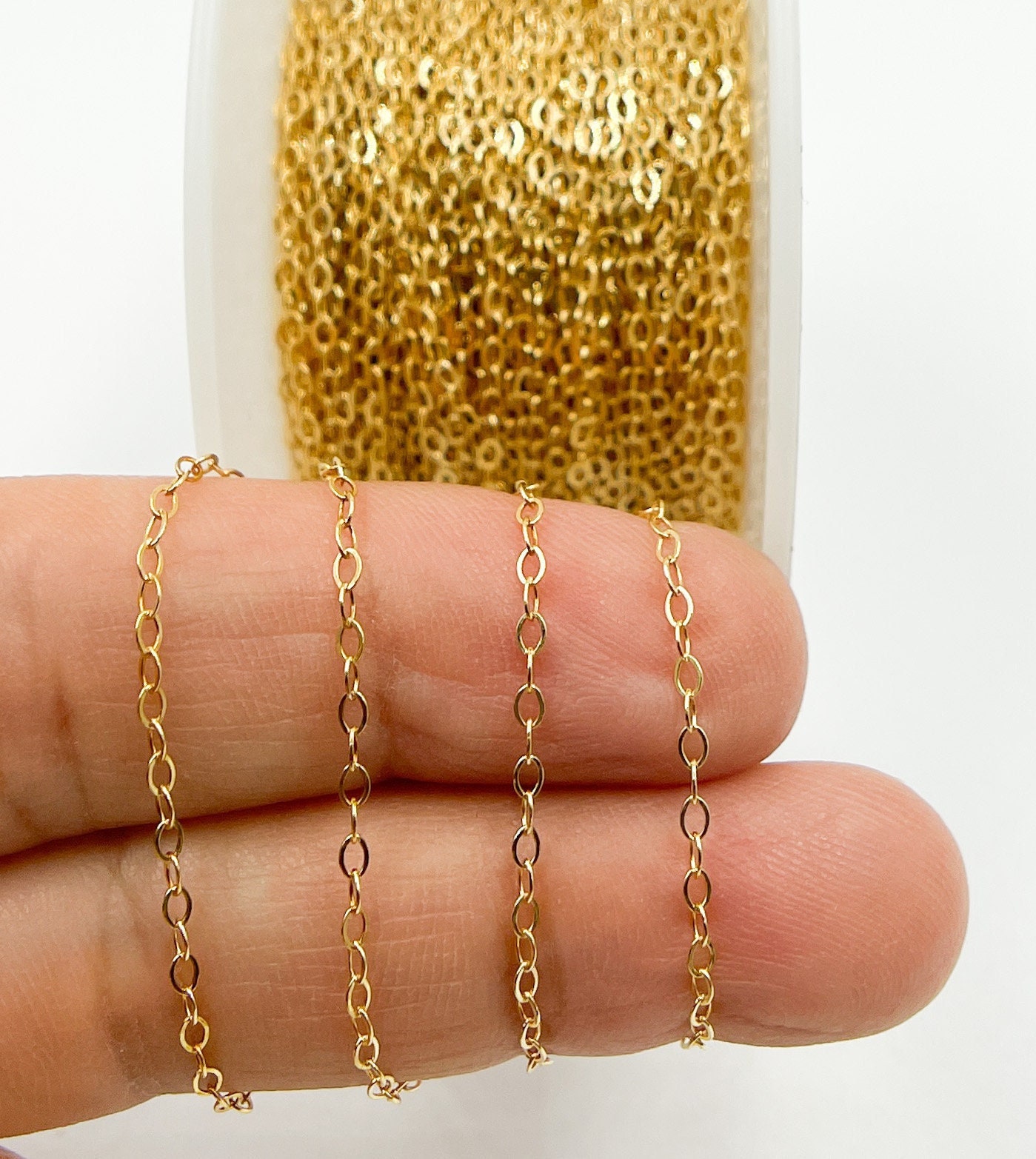 2x1.4mm 14k Gold Filled Chain by Foot Unfinished Flat Link Cable