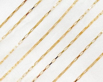 1FT 3x1.30mm 14k gold filled chain by foot, unfinished tiny box chain, delicate smooth rectangle link chain, wholesale tiny chain. 1295GF