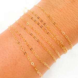 2.1x1.6mm 14k gold filled chain by foot, unfinished flat link cable chain, shiny chain, wholesale real gold filled chain supply. 916FGF