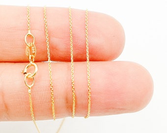 14k solid gold cable chain necklace, one strand dainty necklace 16 & 18", delicate tiny link chain necklace. 020R01T5