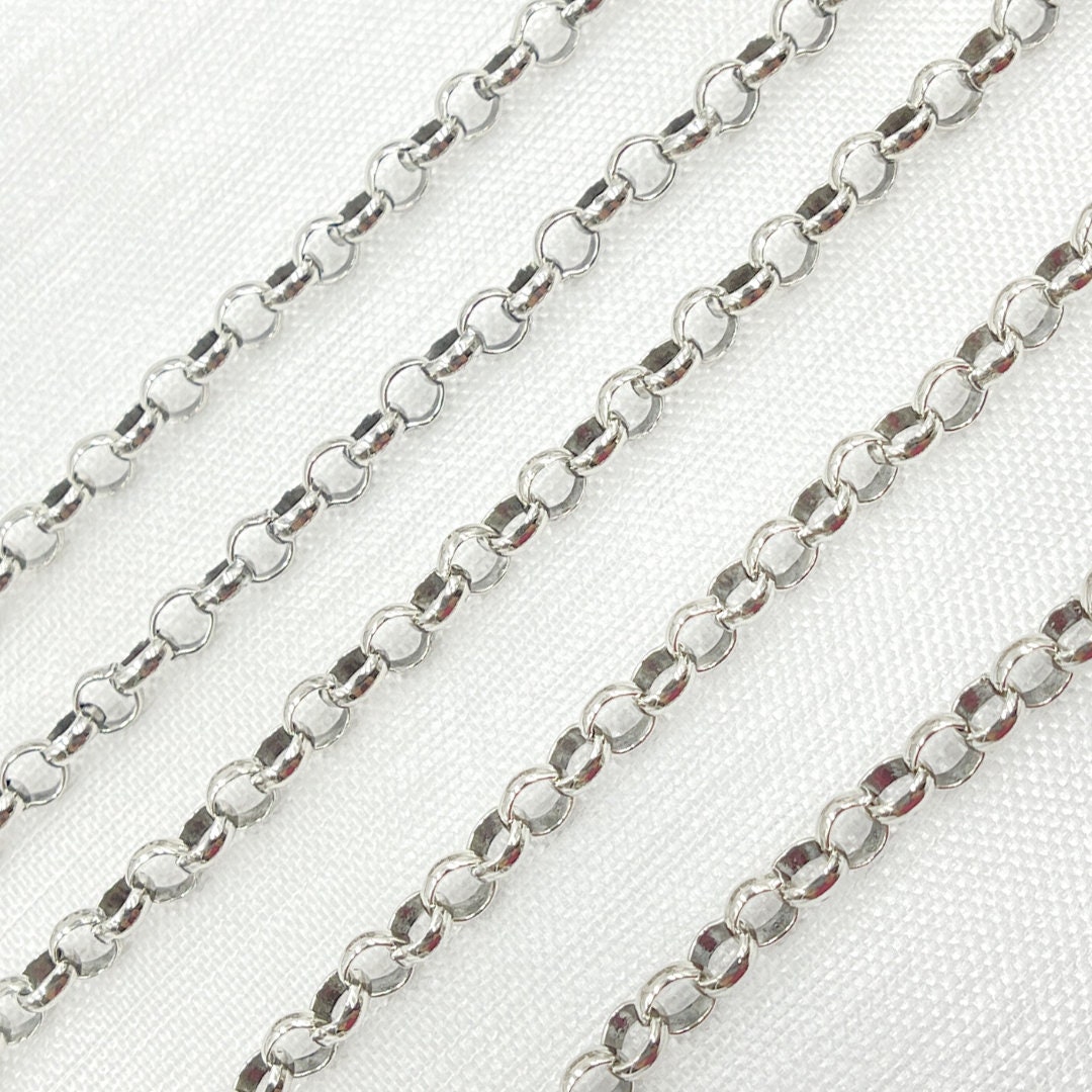 Silver Rolo Chain India 4mm Sterling Silver Rolo Chain, Unfinished Chain, Sold by the Foot ...