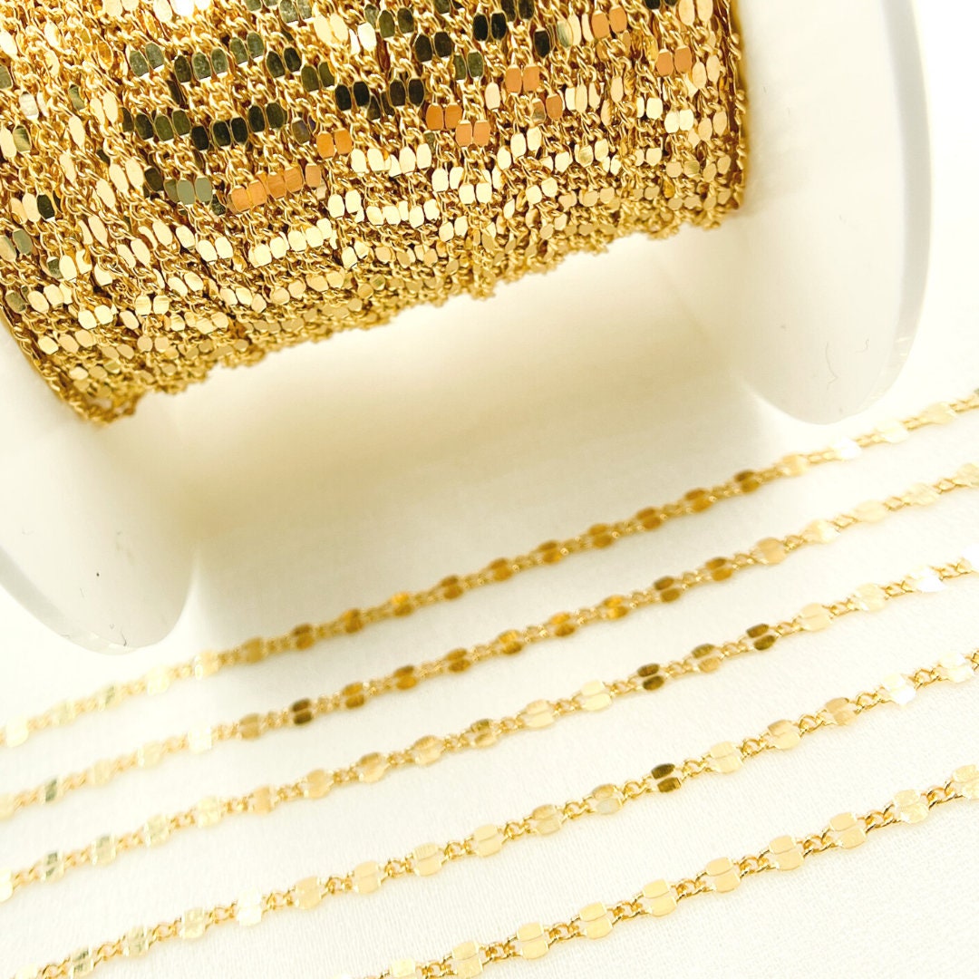 1FT 4x2mm, 14k Gold Filled Flat Marina Link Chain, Yellow