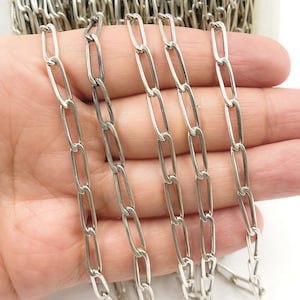 1FT 12x4mm 925 oxidierte Sterlingsilber-Kette zu Fuß, Panzer-Büroklammer-Kette. Gunmetal Büroklammer Halskette Kette. 299OX