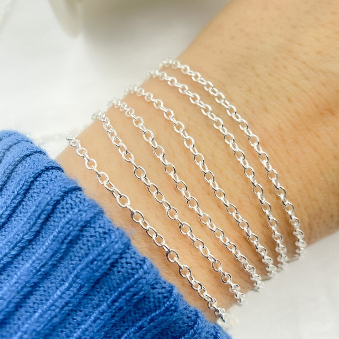 1 FT 2.5x2mm Real 925 Silver Cable Chain by Foot, Unfinished Cable Chain, Tiny Link Choker Chain