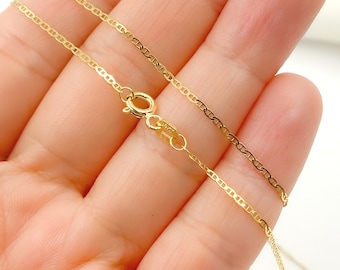 14Kソリッドゴールド フラットマリーナネックレス、スパンコールチェーン。035FLP1BBT2