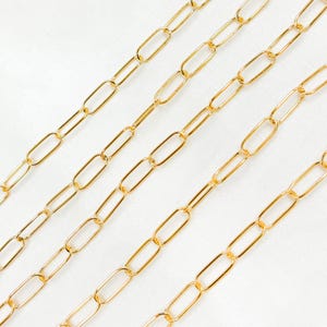 11x4mm 14K gold filled chain by foot, unfinished chunky paperclip chain, big drawn link bracelet chain, big oval link chain. 2802GF