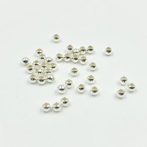 100pcs 2mm 925 silver seamless beads, round silver beads, spacer beads for jewelry making, 925 sterling silver jewelry findings supply bulk