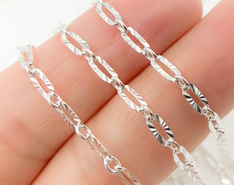 Corrente oval de prata esterlina com corte de diamante, joia permanente. X38SS
