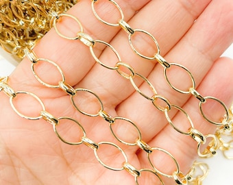 Vergoldete Sterlingsilberkette, Oval Link, DIY Schmuckherstellung. V144GP
