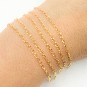 4x2mm 14k gold filled chain by foot, unfinished curb chain, Miami cuban chain, wholesale gold fill curb chain supply bulk. 1016081C