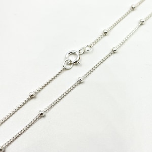 925 Silver Satellite Necklace, Silver Bead Chain, Women Dainty Silver Cable Necklace Bulk, Round Sterling Silver Bead Chain. 444SSN