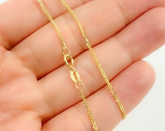 14K Solid Gold Wheat Dainty Necklace. Solid Gold Chain necklace 16, 18 & 20 inches. Genuine Solid Gold wholesale necklaces. 020SP3T4