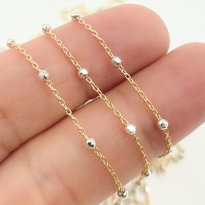 14k Gold Filled Satellite Chain with Sterling Silver Beads, 2mm Bead Necklace. 1186GF