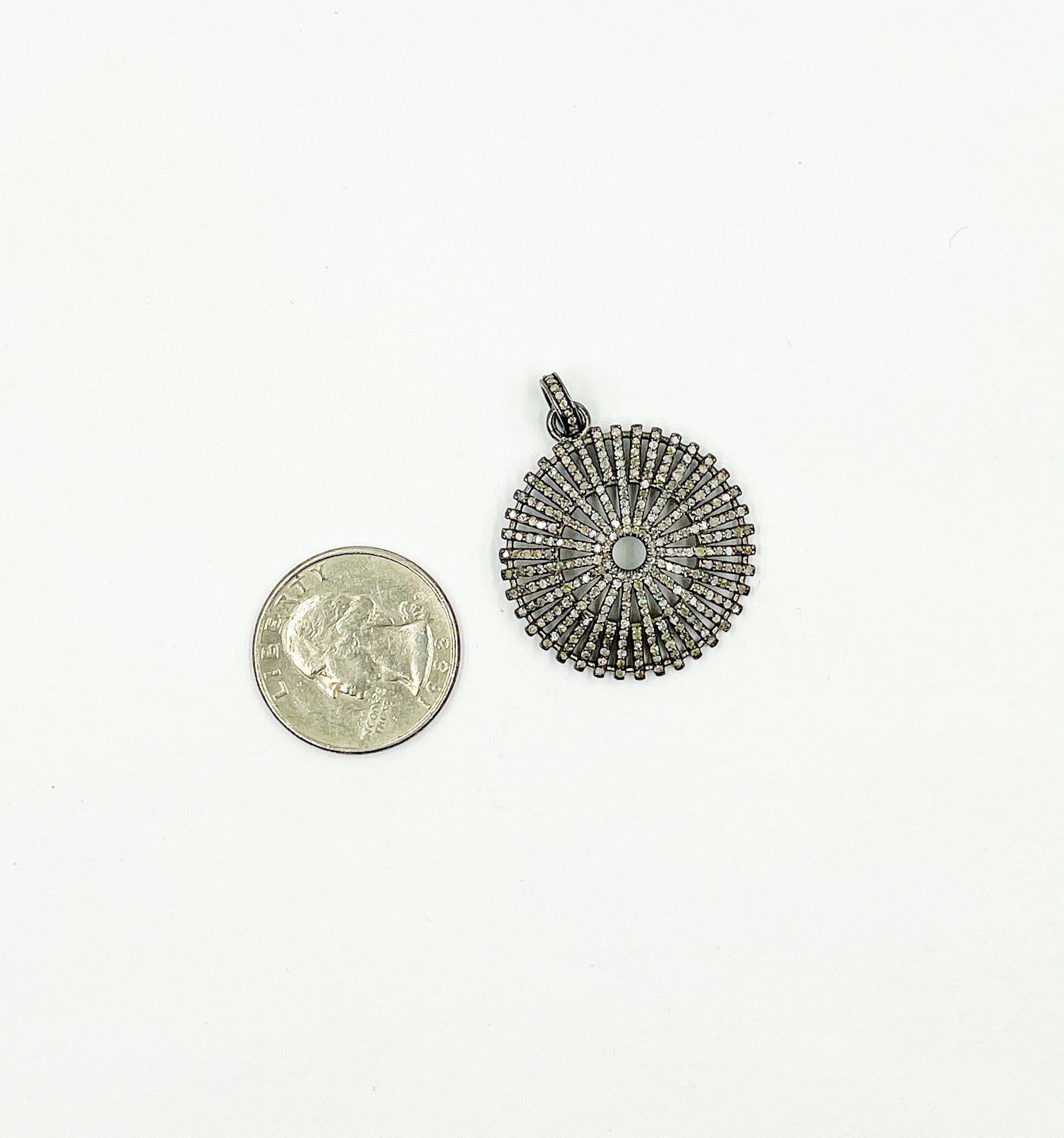 Pave Diamond Sun Pendant Sterling Silver Pendant Wholesale Diamond