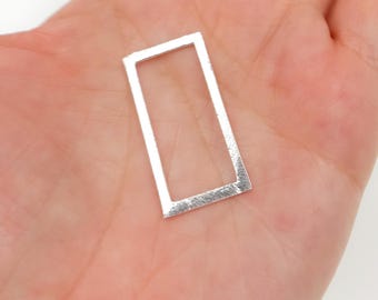 30 mm rektangulär kontakt i 925 sterlingsilver, grossisttillbehör, komponenter för gör-det-själv-smyckestillverkning. RS2SS