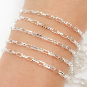 1FT 5x3mm 925 Sterling Silver Box Chain by Foot, Small Rectangular Chain, Unfinished Silver Tiny Box Necklace Chain Wholesale. Y45SS