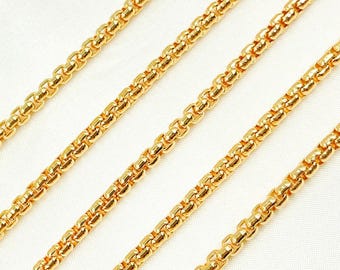 14金張りスムースボックスチェーン。リンクサイズ3.6mm。永久
