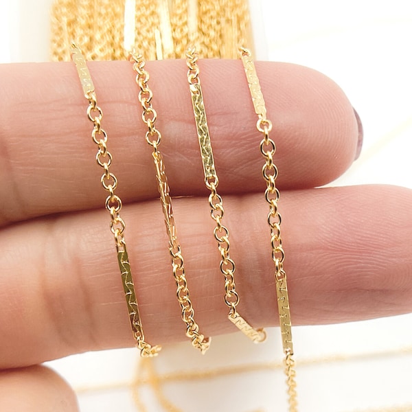 1FT 11x2mm 14k gold filled chain by foot, unfinished flat bar cable chain, bar link necklace chain, wholesale gold chain supply. 1013991