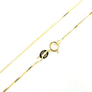 Solid gold dainty box necklace, tiny 0.66mm square link  delicate 14k gold necklace, shiny small box chain necklace. 040VED