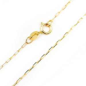 Halsband i 14K massivt gult guld med gem, rektangulär länkkedja i äkta guld, unisex lager-på-lager-halsband, trendiga smycken för vardagsbruk. 027FVBFVT5 bild 2
