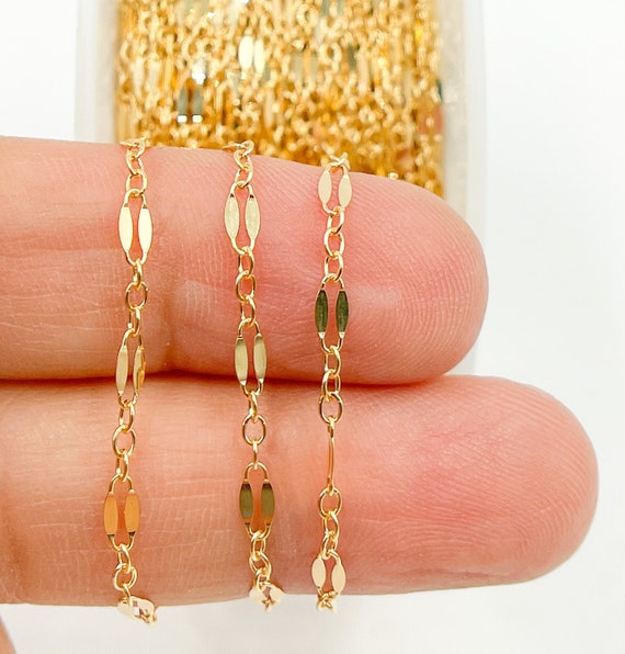 1FT 5x2mm 14k Gold Filled Chain by Foot Unfinished Marina Flat