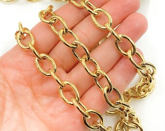 Gold Plated Sterling Silver Oval Link Chain, Jewelry Making. Y100GP
