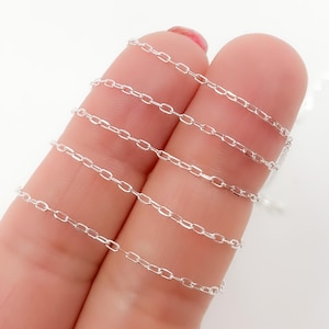 1FT 2x1mm 925 Sterling Silver Paperclip Chain, Rectangle Drawn Chains, Unfinished Silver Chain, Paper Clip Oval Chains. V179SS