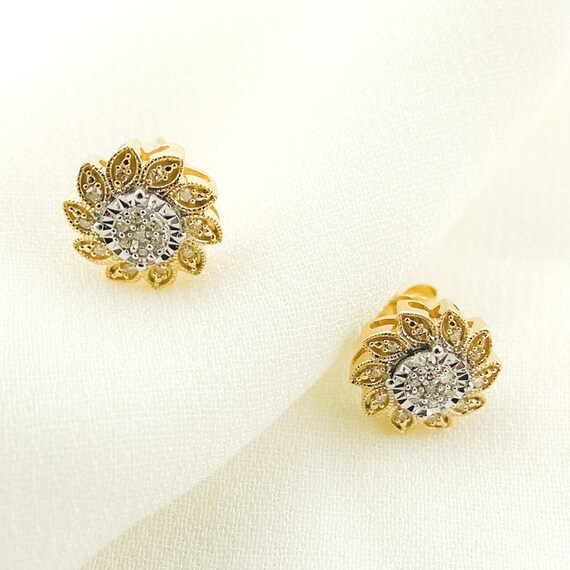 [wingbling] 14K Gold☆Happiness Flower Earrings 14K Solid Yellow Gold Flower Earrings, 10mm Solid Gold and