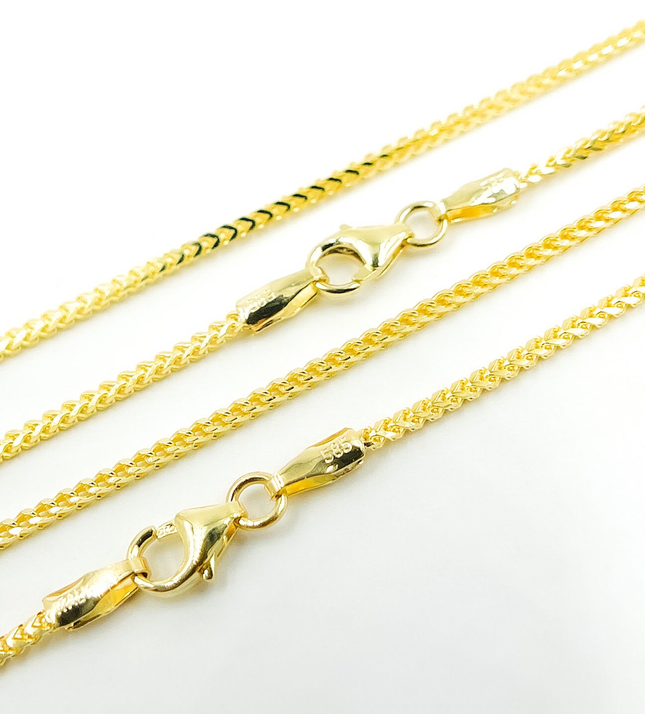 ◆STONEHENgE◆ Grain 14K Necklace SA25A23P SAG-25A23P-N4RCG4 14k Solid Gold Wheat Chain Necklace, Twisted Link Necklace
