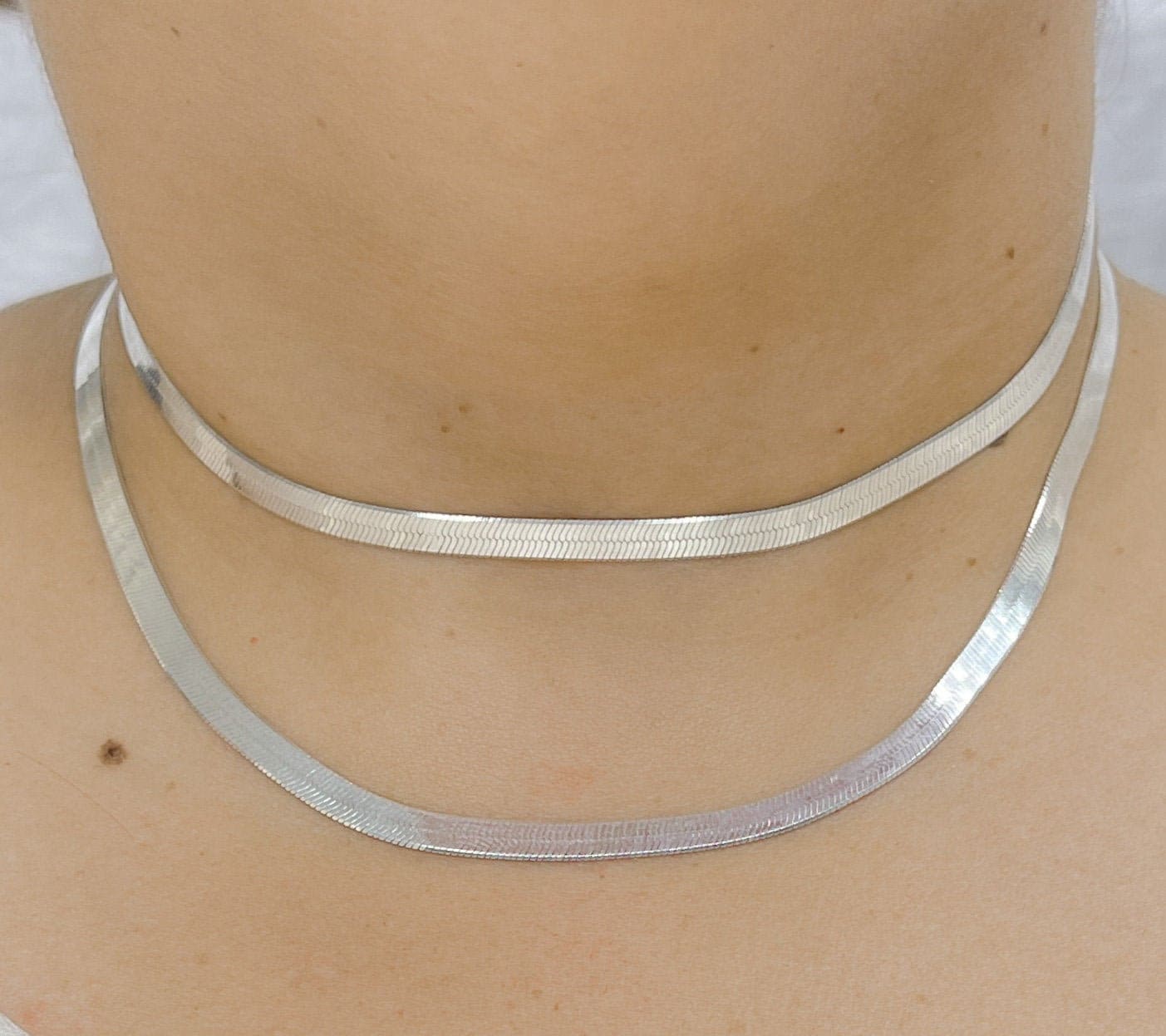 Herringbone Snake Chain Necklace 925 Sterling Silver Flat Snake