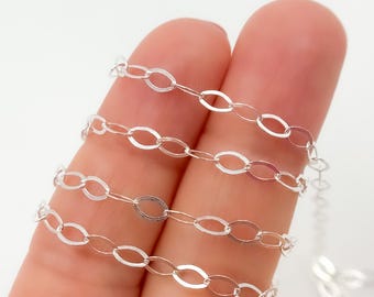 Cadena plana ovalada de plata de ley, soldada para la fabricación de joyas, 4,5 x 3 mm. 1091FSS