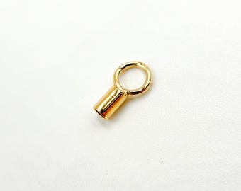 1.4mm 14K Gold Filled Cord End Cap with Ring,  Jewelry Making Supply. 400078