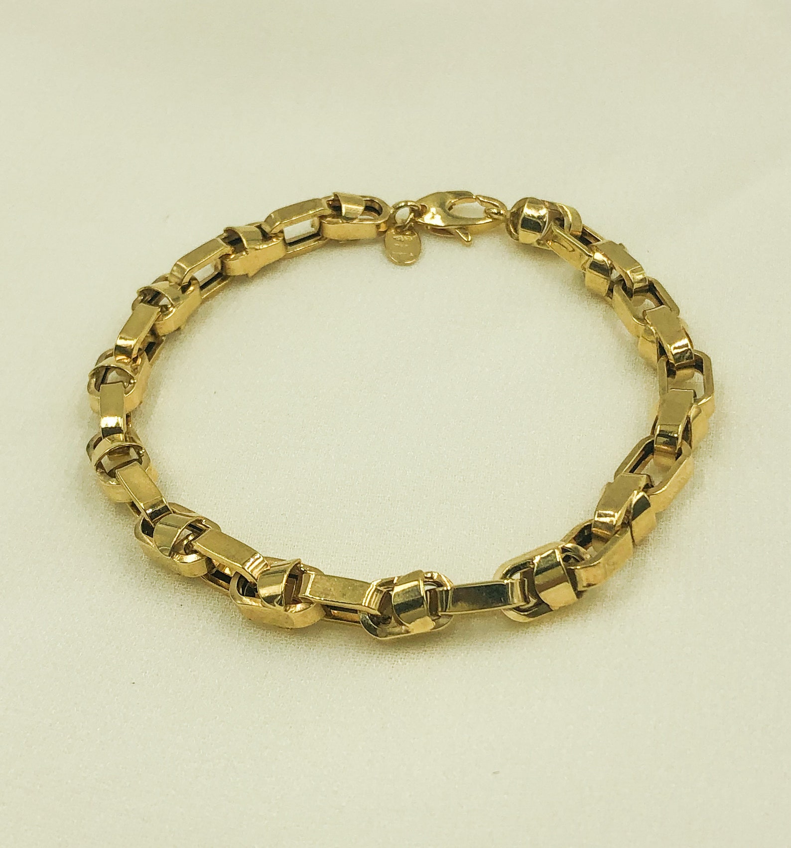 10k Solid Gold 9x5mm Box Link Bracelet rectangle link Etsy