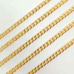 1FT 3.8x2.80mm 14k gold filled flat curb chain, tight tiny cuban curb unfinished chain, small Miami curb link chain wholesale. 10641HR image 2