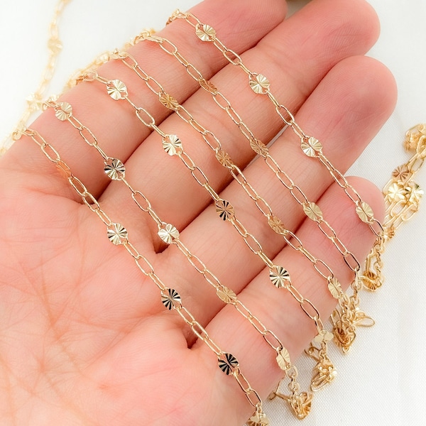 14K Gold Filled Marina and Cable Link Chain, Marina Link 14k Gold Filled Chain Wholesale, Small Cable Link Chain. V221GF