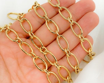 Gold Plated Sterling Silver Oval Link Chain, Bulk Wholesale by Foot. Z63GP