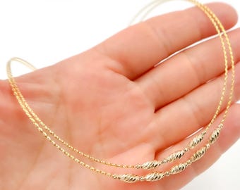 14K Solid Gold Fancy Choker Necklace, Minimalist Layering Jewelry. 275/395