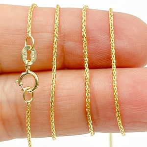 14K Solid Yellow Gold Wheat Chain Necklace, Real Gold Spiga Chain, Genuine 14k Gold Jewelry, Minimalist Everyday Gold Necklace. 025SP3TFDT