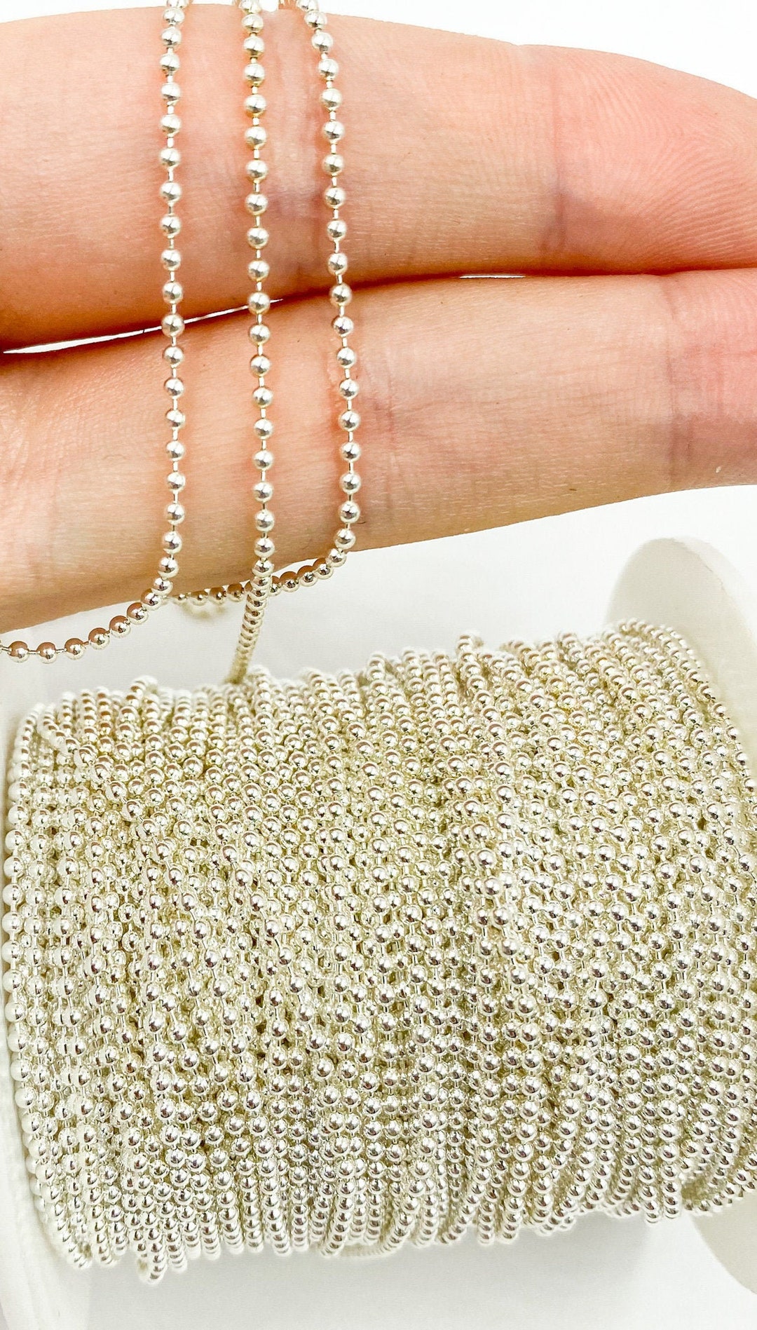 Catena Sfera Sfera Argento Sterling 925 (45 Cm - Foto 7