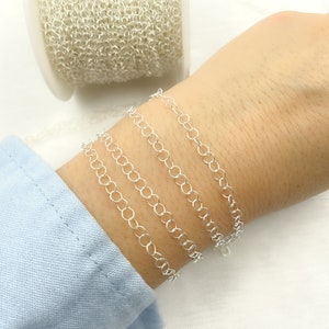 1FT 3mm Sterling Silver Round Link Chain, Bulk Twisted Cable Chain, Unfinished Cable Chain, Link Assorted Cable Chain. 106781TWSS
