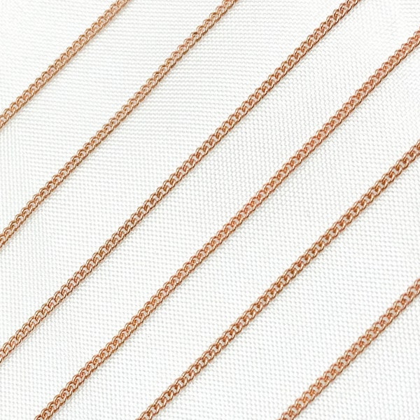 1mm 14k Rose Gold Filled Curb Chain by Foot, Gold Filled Dainty Cable Chain Bulk, Gold Chain for Jewelry Making, Tiny curb chain 1071RGF