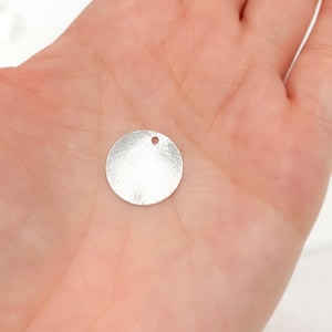 15mm Brushed Sterling Silver Flat Disc Charm, DIY Jewelry Findings (5 per pack). DSS5