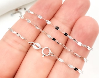 14Kホワイトゴールド製フラットマリーナチェーンネックレス、受注生産品。030FV10WG