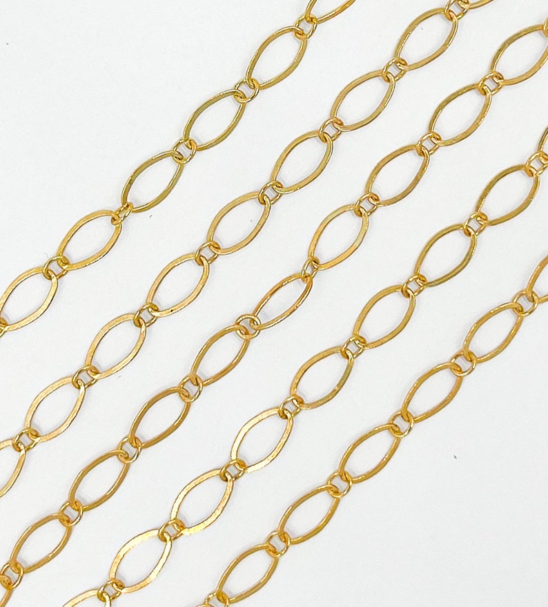 Catena riempita in oro 14k a piedi, 7x4 mm, maglia marquise e rotonda Catena riempita in oro liscia Ordine all'ingrosso, catena all'ingrosso in oro 14K. 790FGF immagine 8