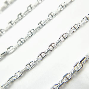 1 FT 4x2mm 925 Sterling Silver Marina Chain by foot, Unfinished jewelry chain, 925 silver sequin oval chain, White Silver Chain. Y70SS